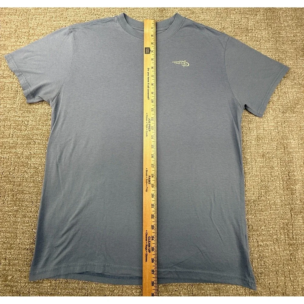 Reel Life T-Shirt Men's Large Blue Short Sleeve Graphic Logo Cotton Blend Casual